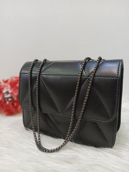 Girls' Crossbody Bag – Stylish PU Leather with Black Chain Strap