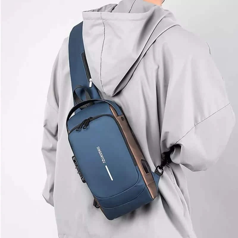 Waterproof Chest Bag - Fashion Men Sling Bag Pack with Lock Waterproof Anti-Theft