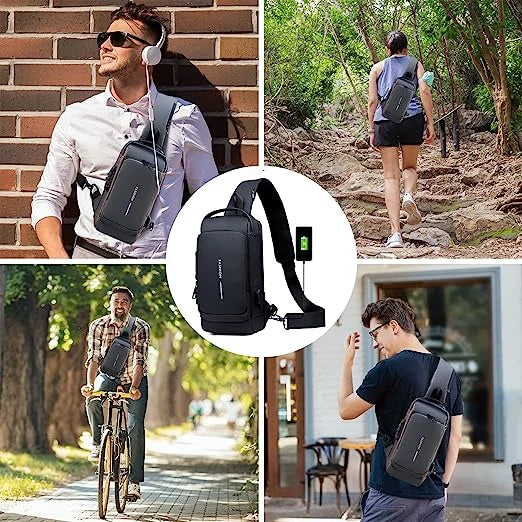 Waterproof Chest Bag - Fashion Men Sling Bag Pack with Lock Waterproof Anti-Theft