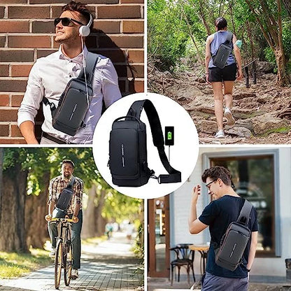 Waterproof Chest Bag - Fashion Men Sling Bag Pack with Lock Waterproof Anti-Theft