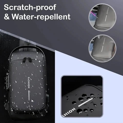 Waterproof Chest Bag - Fashion Men Sling Bag Pack with Lock Waterproof Anti-Theft