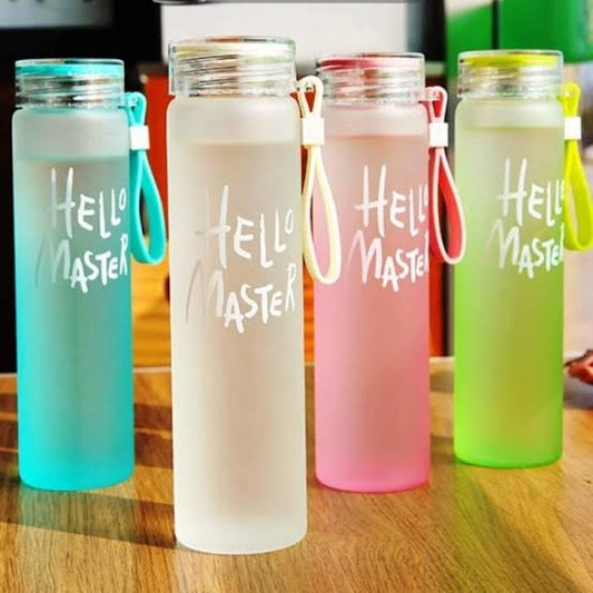 Hello Master Frosted Glass Water Bottle – Stylish, Portable & Leakproof