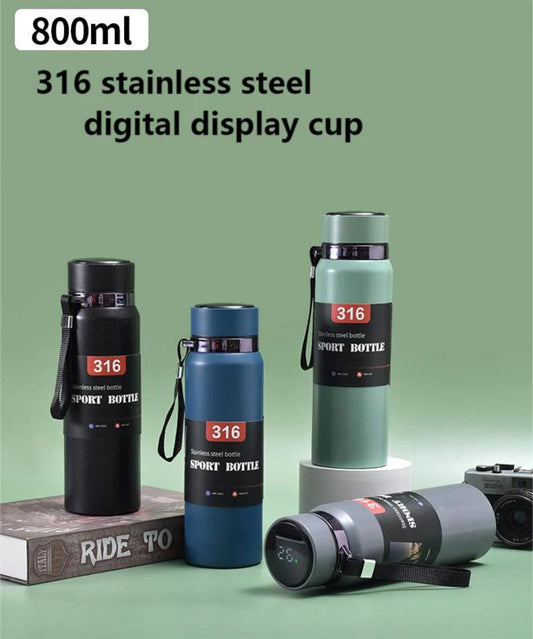Smart Temperature Display Water Bottle – 800ML Stainless Steel Vacuum Flask